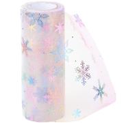 CABODYALS 18M 149mm Purple Shiny Mesh Ribbon Roll With Sequins Fabric Snowflake Poly Glitter Winter Snow Holiday Tulle Sheer Ribbon Spool for Sewing Making Skirt Xmas Wedding Decor Party Diy Craft