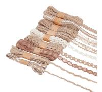 CABODYALS 18M 5mm Rustic Jute Trims Tan Ribbon Rope 9 Rolls Country Style Lace Braid Hemp Burlap Boho Crafts Ribbons for Gift Wrapping Thanksgiving Jar Vases Decoration Diy Craft Supply