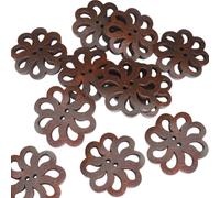 CABODYALS 19 MM 100Pcs 2 Holes Flower Shape Buttons Small Brown Hollow Floral Buttons Coffee Carved Wooden Natural Buttons Bulk for Sewing Making Crafts Shirt Knitting Crochet DIY Accessories
