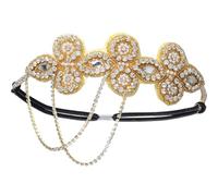CABODYALS 1920s Flapper Headbands Gold Flower Rhinestone Tassel Vintage Headpiece Pearl Beaded Crystal Head Bands Roaring 20s Great Gatsby Headband Chain for Women Outfit Theme Party Hair Accessories