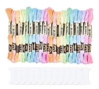 CABODYALS 192M 24 Skeins Colourful Cross Stitch Threads Polyester Embroidery Floss Friendship Yarn 6 Ply Rainbow Embroidered String for Sewing Making Bracelets Birthday Wedding Stitching Craft Diy