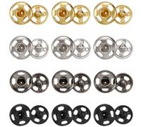 CABODYALS 192PCS 4 Colors 6MM Gold Black Silver Gunblack Brass Snap Fastener Button Metal Sew on Press Studs Leather Flat Round Poppers Buttons for Sewing Making Clothing Decorations Diy Crafts
