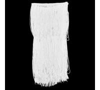 CABODYALS 1M 50mm Beige Tassel Fringe Trim Long Trimming White Braid Edging Polyester Vintage Boho Macrame Tassels Ribbon for Sewing Making Curtains Clothing Embellishment Diy Craft