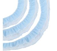 CABODYALS 1M Double Layer Sky Blue Lace Ribbon Pleated Organza Ribbon Bridal Fibre Lace Fabric Stretch Hair Ties Edge Trim Bulk Ribbon With Polka Dot for Sewing Making Gift Crafts Supply
