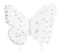CABODYALS 1Pc Embroidery Butterfly Patches Large White Lace Sew on Applique Rhinestone Iron on Beaded Lace Trim Repair Appliques for Sewing Making Crafts Clothes Wedding Bag Dress Bridal Supply