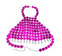 CABODYALS 1Pc Rose Red Sequin Top Summer Beach Tassel Outfit Glitter Sparkle Halter Backless Crop Top Sexy Hollow Out Bikini Body Chain Bra Tank Tops Jewelry Chest Chains for Women Nightclub Party