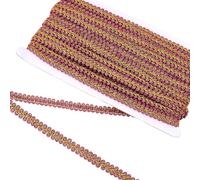 CABODYALS 2 Card 27M 10mm Hot Pink Gold Gimp Braid Lace Ribbon Upholstery Woven Centipede Decor Metallic Vintage Fringe Polyester Trim for Sewing Making Jewelry Curtain Diy Craft Supply