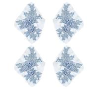 CABODYALS 2 Pairs 4Pcs Blue 3D Floral Lace Applique Vintage Embroidery Flower Patches Sew On Solid Embroidered Polyester Appliques for Sewing Making Clothes Dresses Decoration Accessories Diy Craft