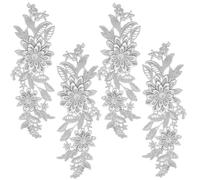 CABODYALS 2 Pairs 4Pcs Embroidery 3D Flower Applique Vintage Embroidered Lace Appliques Sew On Soild Floral Embroidery Polyester Patches for Sewing Making Dresses Clothes Wedding Decor Bags Diy