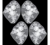 CABODYALS 2 Pairs 4Pcs White 3D Flower Lace Applique Vintage Floral Embroidery Appliques Fabric Collar Sew on Embroidered Tulle Patches for Sewing Making Diy Crafts Dresses Wedding Party Bag Decor