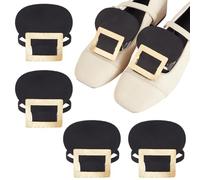 CABODYALS 2 Pairs Black Costume Leather Buckle Shoes Covers With Polyester Elastic Strap Replacement Colonial Mens Historical Accessory Shoe Buckles for Cosplay Fancy Dress Costume Party Accessories