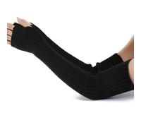 CABODYALS 2 Pairs Black Warm Fingerless Gloves Long Winter Soft Thumb Hole Gloves Knitted Knit Arm Warmers Mitten Arm Sleeves Crochet Wrist Hand Cover for Women Typing Driving Outings Supply
