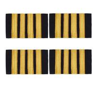 CABODYALS 2 Pairs Gold Four Strips Shoulder Epaulets Professional Uniform Bars Airline Pilot Epaulet Rectangle Silk Aviation Epaulette for Women Men Pilots Insignia Sliders Cosplay Costumes