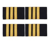 CABODYALS 2 Pairs Gold Three Strips Shoulder Epaulets Professional Uniform Bars Airline Pilot Epaulet Rectangle Silk Aviation Epaulette for Women Men Pilots Insignia Sliders Cosplay Costumes
