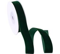 CABODYALS 2 Roll 12M 38mm Dark Green Velvet Ribbon Wide Soft Fabric Trims Vintage Single Face Ribbons Bundle Rolls With Spool for Gift Wrapping Bouquet Clothes Garment Decor Diy Crafts