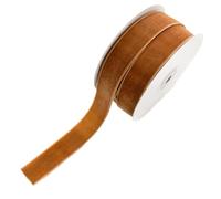 CABODYALS 2 Roll 20M 25mm Brown Velvet Ribbon Copper Vintage Single Sided Spool Silky Ribbon Soild Fabric Ribbons Bundle Rolls for Sewing Making DIY Crafts Gift Wrapping Bouquets Supplies