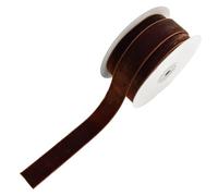 CABODYALS 2 Roll 20M 25mm Dark Brown Velvet Ribbon Copper Soft Vintage Single Sided Spool Silky Soild Fabric Ribbons Bundle Rolls for Sewing Making DIY Crafts Gift Wrapping Bouquets