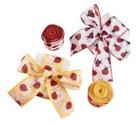 CABODYALS 2 Rolls 10.97M 63mm Red Ladybug Pattern Wired Ribbon Spring Summer Polyester Ribbon Yellow Insect Theme Print Ribbons for Sewing Making Craft Gift Wrapping Wreath Home Decor Diy Supply