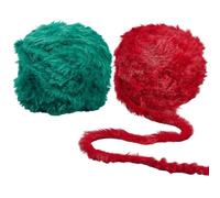 CABODYALS 2 Rolls 128M Red Green Fur Yarn Bulky Chunky Fuzzy Plush Velvet Yarns Soft Touch Fancy Furry Christmas Thread for Crocheting Knitting Sweater Hat Scarf Blanket Diy Craft Xmas Home Decor