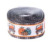 CABODYALS 2 Rolls 18.28M Halloween Ribbon Printed Grosgrain Ribbons Wired Fall Autumn Pumpkin Single Face Width Satin Wrap Ribbon Bulk for Wrapping Gift DIY Craft Christmas Halloween Party Bow Decor