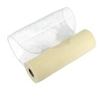 CABODYALS 2 Rolls 18.29M 26CM Wide Light Yellow Mesh Fabric Decoration Cream Christmas Tree Netting Trimming Sheer Transparent Plastic Ribbon Roll for Gifts Wrapping Wreaths Flower Diy Craft Supply