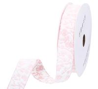 CABODYALS 2 Rolls 18M 25mm Pink White Rose Flower Pattern Floral Ribbon Flowers Printed Polyester Watercolor Fabric Decorative Ribbons for Gift Wrapping Party Home Decoration Diy Craft Supply