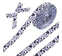 CABODYALS 2 Rolls 9.14M 10mm Animal Print Ribbon Cow Printed Thin Polyester Ribbons Black White Grosgrain Ribbon Bulk for Sewing Making Crafts Wreaths Garlands Gift Wrapping Home Decor Supply