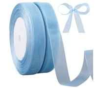 CABODYALS 2 Rolls 90M 15mm Blue Sheer Organza Ribbon Transparent Thin Tulle Chiffon Trim Minimalist Versatile Fabric Ribbons for Sewing Making Birthday Home Decor Bow Diy Craft Gift Wrapping Supply