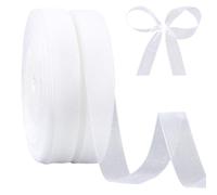 CABODYALS 2 Rolls 90M 15mm White Sheer Organza Ribbon Transparent Tulle Thin Trim Soft Chiffon Bridal Fabric Lace Ribbons for Sewing Making Bouquet Wedding Invitations Decor Diy Crafts Gift Wrapping