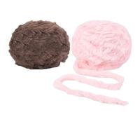 CABODYALS 2 Skeins Faux Fur Fuzzy Yarn Plush Crochet Chunky Winter Thread Pink Soft Brown Yarns Warm Eyelash Bulky Set Thick Polyester Threads Roll for Knitting Crocheting Scarves Sweaters Diy Craft