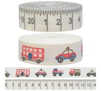 CABODYALS 2 Styles 9M 15mm Back to School Teacher Themed Ribbon Measuring Tape Single Face Grosgrain Car Pattern Ruler Ribbons for Sewing Making Gifts Wrapping Classroom Postcard Decor Diy Crafts