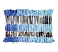 CABODYALS 20 Skeins 160M 4 Colours Polyester Embroidery Thread Friendship Bracelet String Segment Dyed Blue 6 Ply Cross Stitch Floss Yarn Bulk for Sewing Making Jewellery Needlecraft Knitting Diy