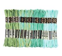 CABODYALS 20 Skeins 160M 4 Colours Polyester Embroidery Thread Friendship Bracelet String Segment Dyed Green 6 Ply Cross Stitch Floss Yarn Bulk for Sewing Making Jewellery Needlecraft Knitting Diy