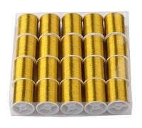 CABODYALS 20 Small Spools Gold Cord Metallic Embroidery Threads Quilting Tinsel PET Machine Glitter Golden String Shiny Needlework Spool Thread for Sewing Making Machines Clothing Decoration