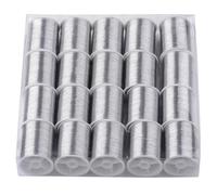 CABODYALS 20 Spools 1100M Silver Cord Embroidery Shiny Machine Sewing Thread Roll Tinsel Quilting Metallic PET Glitter String Threads for Sewing Making Hand Needle Work Clothing Decoration