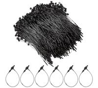 CABODYALS 2000Pcs 80mm Plastic Black Tag Loops Hang Labels Tags String Security Price Fastener Ring Adjustable Snap Lock Pin Safety Ties for Retail Store Clothing Accessories Price Diy Garden Craft