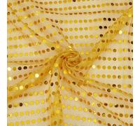 CABODYALS 200CM 110CM Gold Sequins Mesh Tulle Fabric by The Metre Glitter Flat Paillette Sequin Fabrics Sparkle Sheer Gauze Polyester Cloth for Sewing Making Dresses Clothes Party Decor Diy Crafts