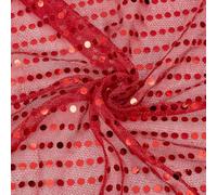 CABODYALS 200CM 110CM Red Sequin Tulle Fabric Glitter Flat Paillette Sheer Mesh Fabric by The Metre Sparkle Sequins Polyester Embroidered Cloth for Sewing Making Dresses Party Clothes Decor Diy Craft