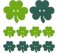 CABODYALS 200Pcs 2 Holes Green Wooden Bulk Clover Shaped Buttons Round Flat Wood Spring Assorted Novelty Decorative Flatback Button for Sewing Making Saint Patrick's Day Clothing Crafts Supply