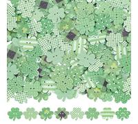 CABODYALS 200Pcs 25mm Shamrock Wooden Buttons 2 Holes St Patricks Day Assorted Green Spring Button Leaf Clover Shaped Lucky Buttons Bulk for Sewing Making Crafts Cloth Shirt Jeans Diy Accessories