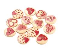 CABODYALS 20MM 50Pcs 2 Holes Painted Wooden Buttons Heart Pattern Love Printed Natural Buttons Round Flat Wood Assorted Button Bulk for Sewing Making Art Craft Clothes Dresses Decor DIY Accessories