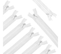 CABODYALS 20Pcs White Invisible Zipper Non Separating Zips Metal Sliders Lightweight Nylon Closed End Zip Fastener Components Coil Hidden Seam Zippers for Sewing Garment Accessories Bags Purses