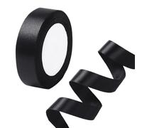 CABODYALS 22.86M 1 Inch Black Polyester Ribbon Soft Satin Ribbon Classic Smooth Double Face Glossy Solid Silky Fabric Sewing Ribbons Bundle for Hair Braiding Halloween Bouquets Gift Wrapping DIY