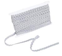CABODYALS 22.86M 12mm Silver Gimp Braid Trim Glitter Rick Rack Ribbon Woven Wave Lace Edge Embroidered Upholstery Curly Vintage Trimming for Sewing Making Gift Wrapping Diy Craft Home Clothes Decor