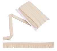 CABODYALS 22.86M 25mm Beige Tassel Braid Trim Roll By The Yard Solid Cream Vintage Decorative Knitted Fringe Lace Fibre Fabric Polyester Ribbon for Sewing Clothing Bag Home Embellishment Diy Craft