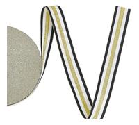 CABODYALS 22.86M 25mm Double Face Black White Metallic Gold Striped Emobridered Woven Ribbon Polyester Grosgrain Stripe Ribbons for Sewing Making Gift Wrapping Party Home Art Decor Crafts Supply