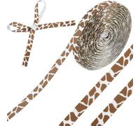CABODYALS 22.86M Leopard Print Ribbon Brown Cow Jungle Safari Print Pattern Thin Satin Grosgrain Polyester Ribbons Bulk for Gift Wrapping Bows Floral Wedding Party Decoration Diy Craft Supplies