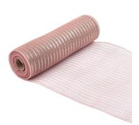 CABODYALS 23.77M 260mm Light Brown Mesh Ribbon Rolls with Gold Foil Metallic Shining Versatile Wide Flat Netting Fabric Ribbons for Newyear Holiday Home Door Wreath Decoration Diy Craft Supply