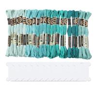 CABODYALS 24 Skeins 6 Strands Green Embroidery Floss Threads Variegated Gradient Cross Stitch String Friendship Bracelets Bulk with 12 Floss Bobbins for Hand Sewing Knitting Craft Stitching Diy