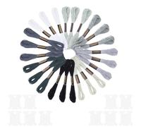 CABODYALS 24 Skeins 6 Strands Variegated Grey Cross Stitch Threads Embroidery Floss Gradient Friendship Bracelets Yarn String with Floss Bobbins for Hand Sewing Jewelry Knitting Crafts Crochet